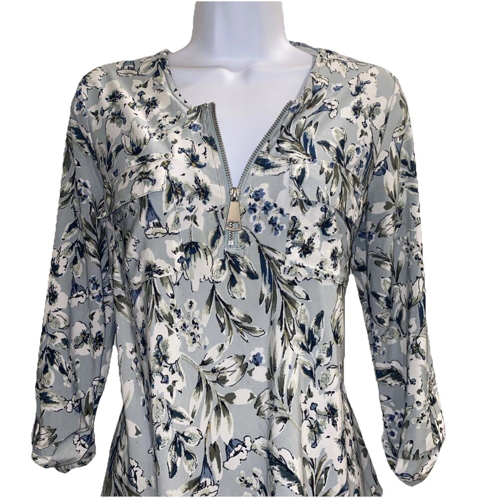 Y2K Cocomo Petites Plus 1X Boho Floral Zip Front V Neck Cottagecore Fairy Blouse